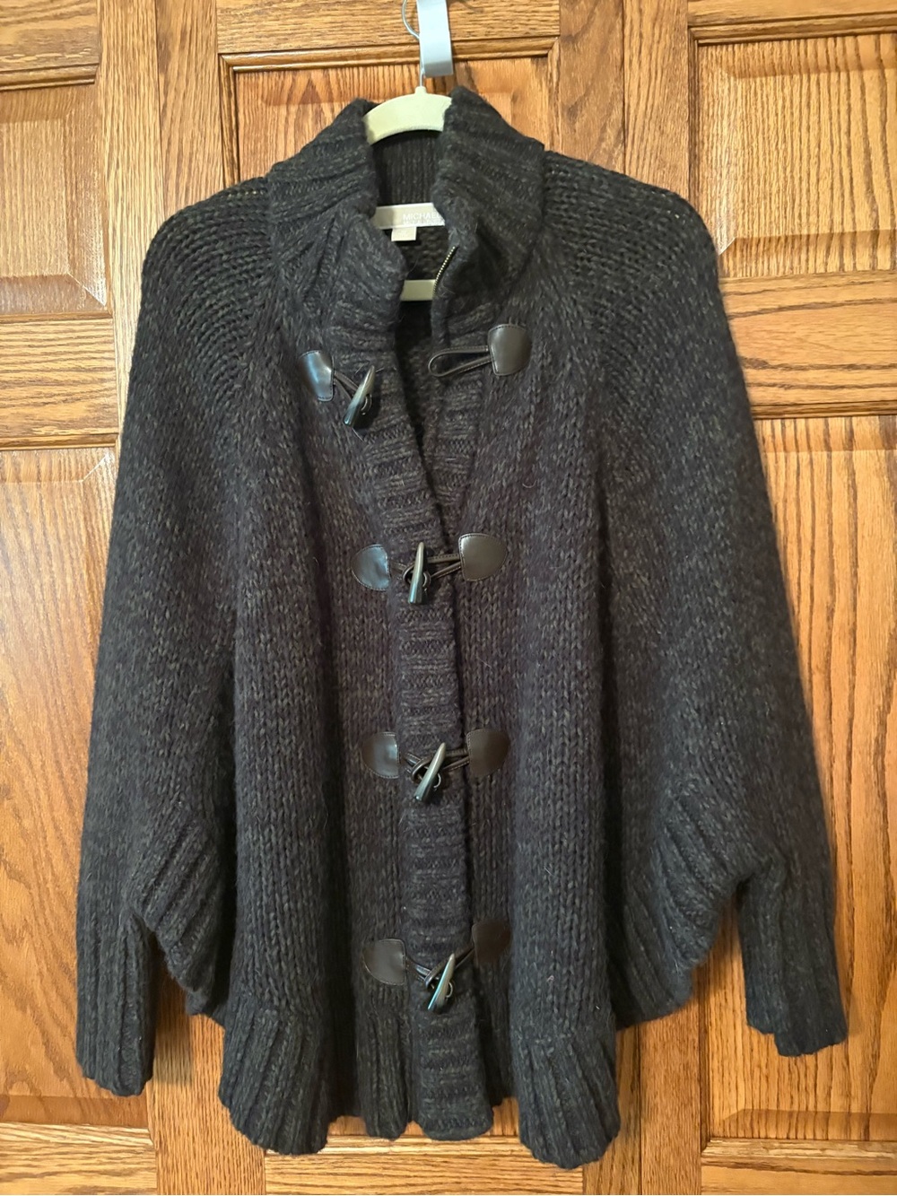 Michael Kors Dark Gray Toggle-Front Knit Cardigan